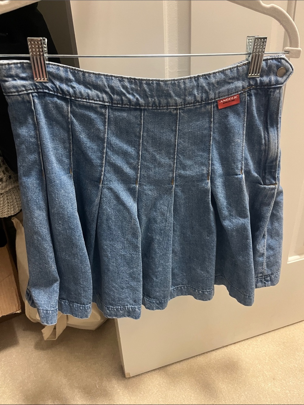 H&M Denim Pleated Skater Skirt